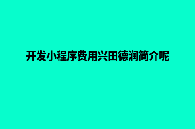 开发小程序的费用(开发小程序费用兴田德润简介呢)