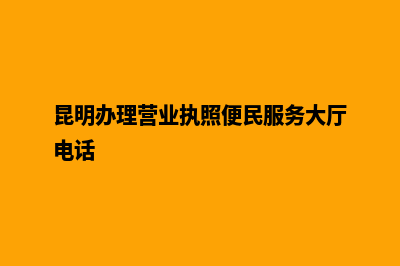 昆明办理营业执照手续(昆明办理营业执照便民服务大厅电话)