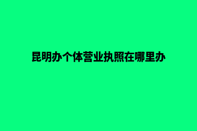 昆明办个体营业执照(昆明办个体营业执照在哪里办)