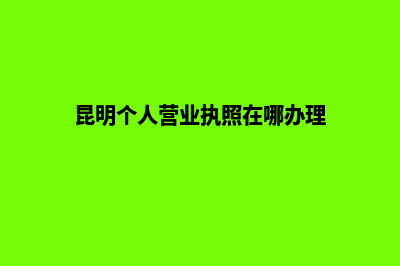 昆明办理个人营业执照(昆明个人营业执照在哪办理)