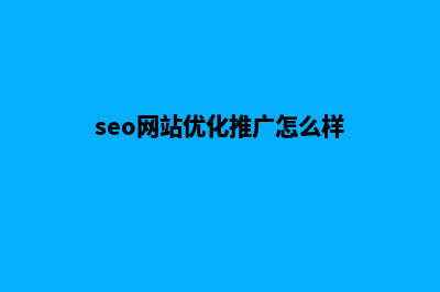 seo优化网站推广(seo网站优化推广怎么样)