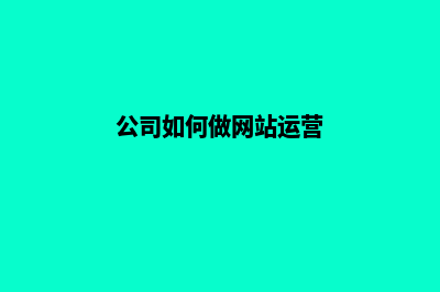 公司如何做网站(公司如何做网站运营)