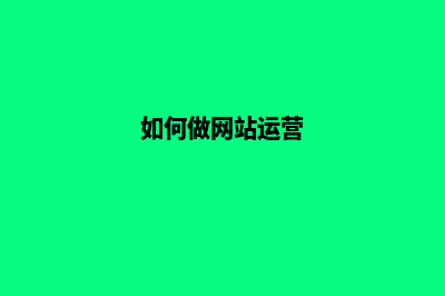 如何做网站seo(如何做网站运营)