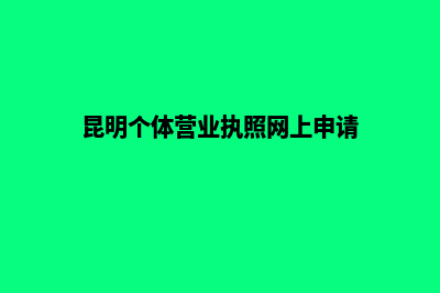 昆明个体营业执照办理(昆明个体营业执照网上申请)