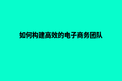 构建高效电子商务平台，实现销售新突破(如何构建高效的电子商务团队)