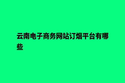 云南电子商务网站制作价格(云南电子商务网站订烟平台有哪些)