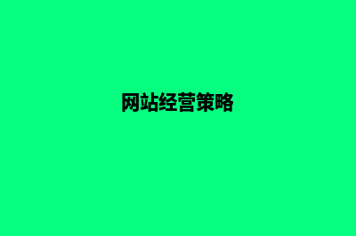 网站经营方案(网站经营策略)