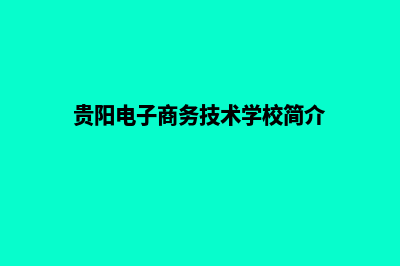 贵阳电子商务网站建设教程(贵阳电子商务技术学校简介)