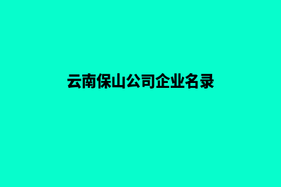 保山公司网站定制要多少钱(云南保山公司企业名录)