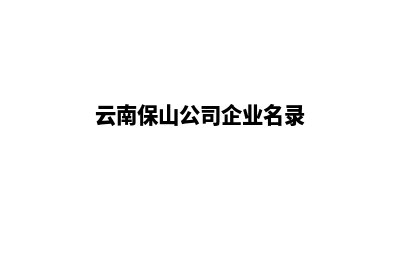 保山公司网站开发方案(云南保山公司企业名录)