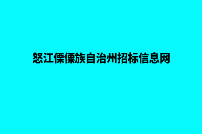 怒江建网站如何收费(怒江傈僳族自治州招标信息网)