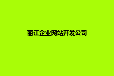 丽江企业网站开发方案(丽江企业网站开发公司)