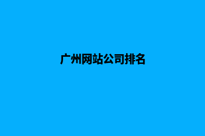 广州公司网站制作流程(广州网站公司排名)