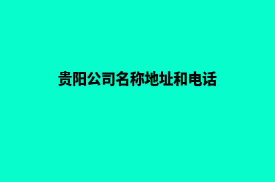 贵阳公司网站优化(贵阳公司名称地址和电话)