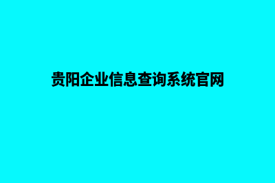 贵阳企业网站制作方案(贵阳企业信息查询系统官网)