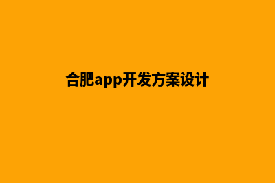 合肥app开发方案(合肥app开发方案设计)