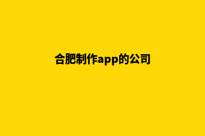 合肥app制作方案(合肥制作app的公司)