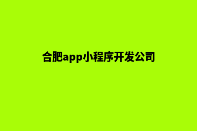 合肥便宜小程序定制(合肥app小程序开发公司)