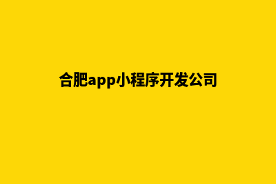 合肥小程序定制方案(合肥app小程序开发公司)