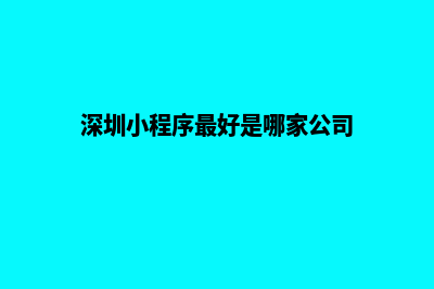 深圳便宜小程序开发(深圳小程序最好是哪家公司)