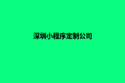 深圳小程序定制方案(深圳小程序定制公司)