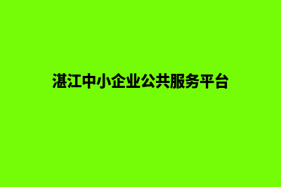 湛江企业小程序开发(湛江中小企业公共服务平台)