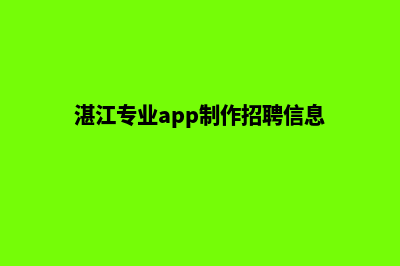 湛江专业app制作(湛江专业app制作招聘信息)