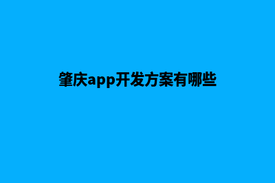 肇庆app开发方案(肇庆app开发方案有哪些)