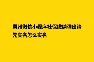 惠州微信小程序设计(惠州微信小程序社保缴纳弹出请先实名怎么实名)