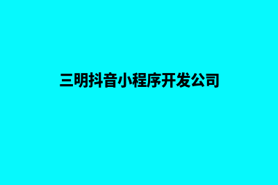 三明小程序设计方案(三明抖音小程序开发公司)