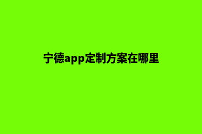 宁德app定制方案(宁德app定制方案在哪里)