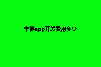 宁德app开发费用(宁德app开发费用多少)