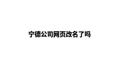 宁德公司网页改版多少钱(宁德公司网页改名了吗)