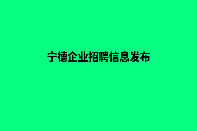 宁德企业做网站价格(宁德企业招聘信息发布)