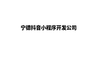 宁德小程序制作排名(宁德抖音小程序开发公司)