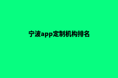 宁波app定制机构(宁波app定制机构排名)