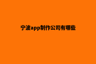 宁波app制作搭建(宁波app制作公司有哪些)