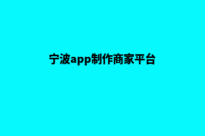 宁波app制作商家(宁波app制作商家平台)