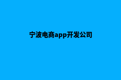 宁波电商app开发(宁波电商app开发公司)