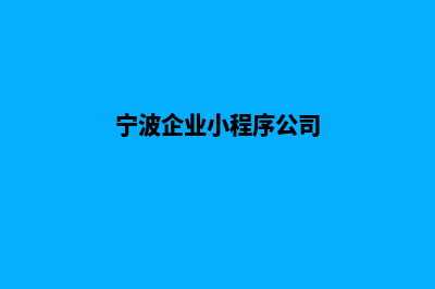 宁波企业小程序开发(宁波企业小程序公司)