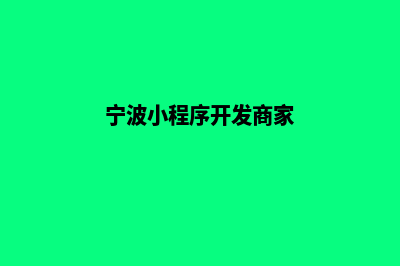 宁波小程序开发商家