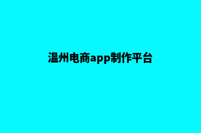 温州电商app制作(温州电商app制作平台)