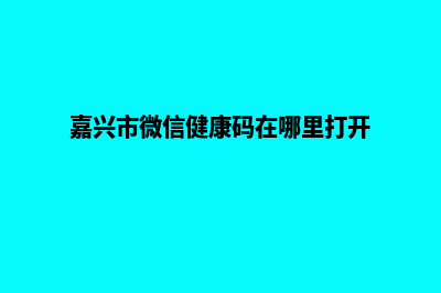 嘉兴小程序(嘉兴市微信健康码在哪里打开)