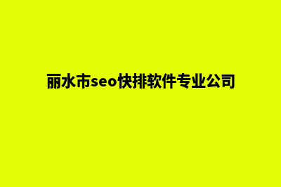 丽水网站seo优化(丽水市seo快排软件专业公司)