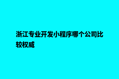 丽水小程序开发电话(浙江专业开发小程序哪个公司比较权威)