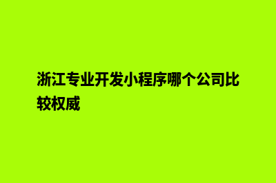 丽水小程序开发公司(浙江专业开发小程序哪个公司比较权威)