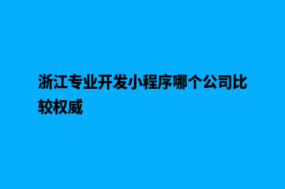 丽水小程序开发方案(浙江专业开发小程序哪个公司比较权威)