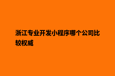 丽水小程序开发机构(浙江专业开发小程序哪个公司比较权威)