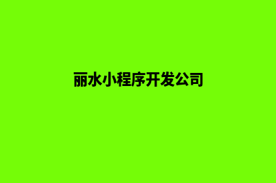 丽水小程序开发商家(丽水小程序开发公司)