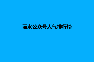 丽水专业小程序开发(丽水公众号人气排行榜)